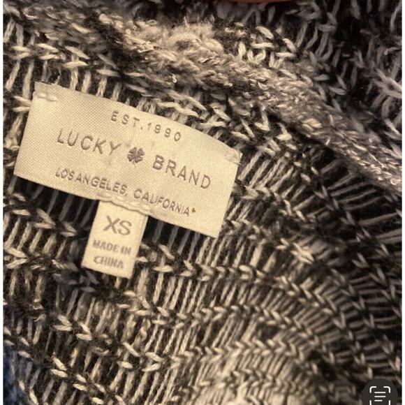 Lucky Brand Aztec Pattern Front Pockets Shawl Collar Open Black Cardigan Sz‎ XS - Picture 4 of 8